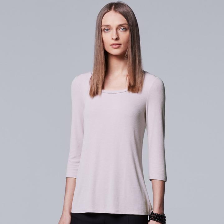 Women's Simply Vera Vera Wang Ribbed Crewneck Tee, Size: Large, Med Pink