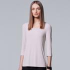 Women's Simply Vera Vera Wang Ribbed Crewneck Tee, Size: Large, Med Pink