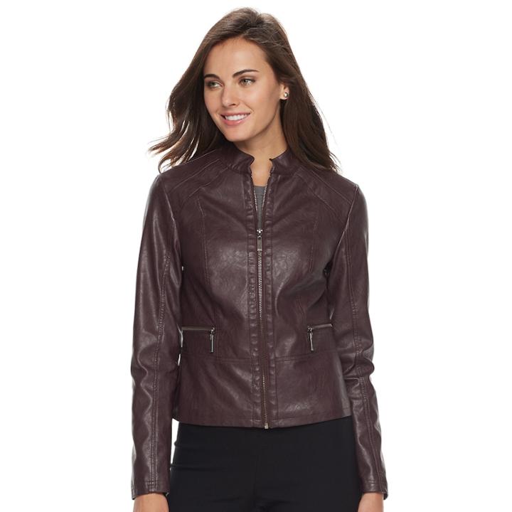 Women's Apt. 9&reg; Faux-leather Jacket, Size: Xl, Med Brown