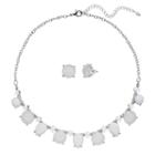 White Geometric Stone Necklace & Stud Earring Set, Women's