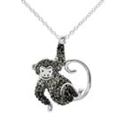 Crystal Sterling Silver Monkey Pendant Necklace, Women's, Size: 18, Multicolor