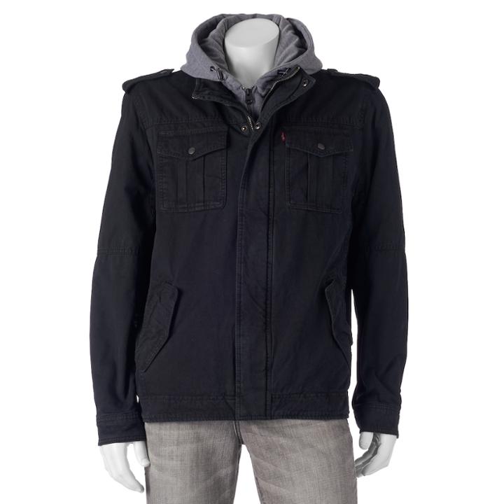 Big & Tall Levi's Hooded Trucker Jacket, Men's, Size: L Tall, Black