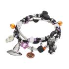 Halloween Black Cat, Witch's Hat & Skull Charm Stretch Bracelet Set, Women's, Multicolor