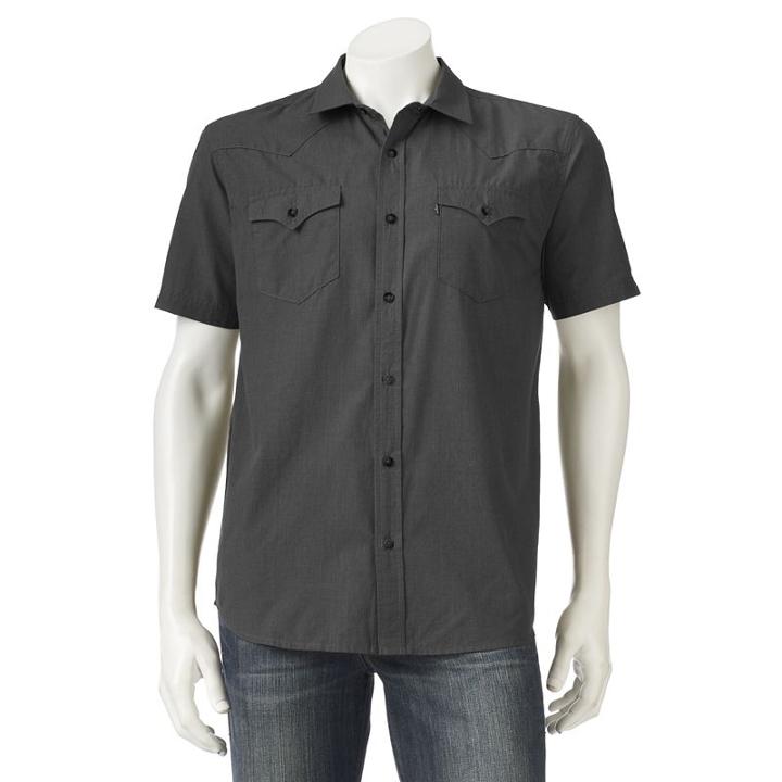 Men's Levi's&reg; Solid Button-down Shirt, Size: Xl, Dark Grey