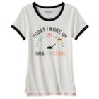 Girls 7-16 Mudd&reg; Graphic Ringer Tee, Girl's, Size: 10, White Oth