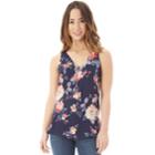 Juniors' Iz Byer Zipper Tank, Teens, Size: Xl, Navy Floral