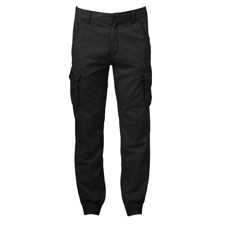 Men's Hollywood Jeans Twill Cargo Jogger Pants, Size: 32, Black