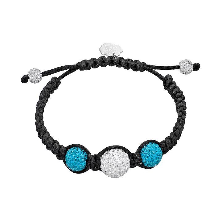 North Carolina Tar Heels Crystal Ball & Sterling Silver Team Logo Slipknot Bracelet, Women's, Blue