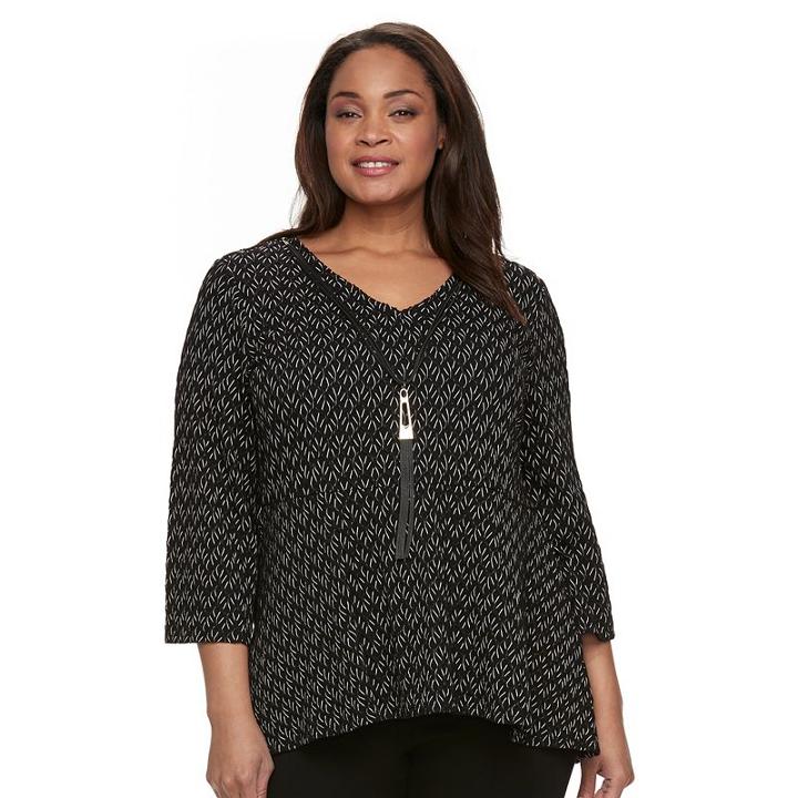 Plus Size Dana Buchman Jacquard Peplum Necklace Top, Women's, Size: 3xl, White