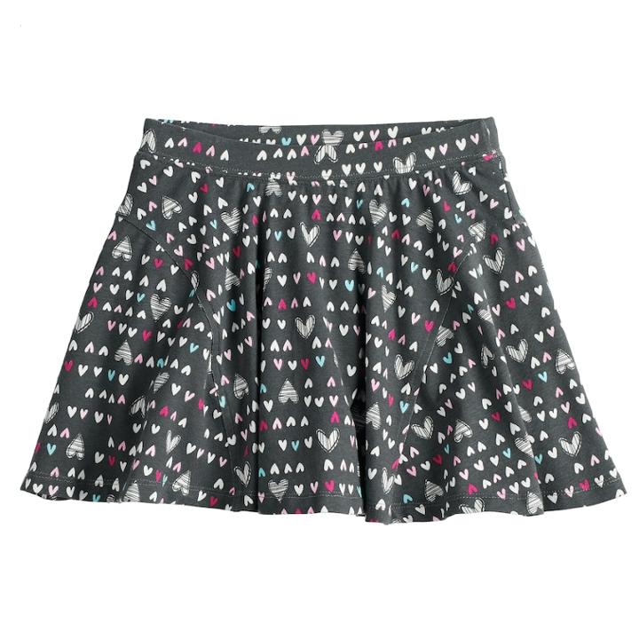 Girls 4-10 Jumping Beans&reg; Printed Pieced Skater Skort, Size: 5, Med Grey