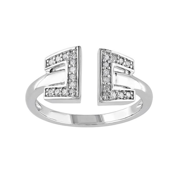 1/8 Carat T.w. Diamond Sterling Silver Open Ring, Women's, Size: 5, White