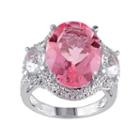 Pink Quartz & White Topaz Sterling Silver 3-stone Ring, Women's, Size: 6