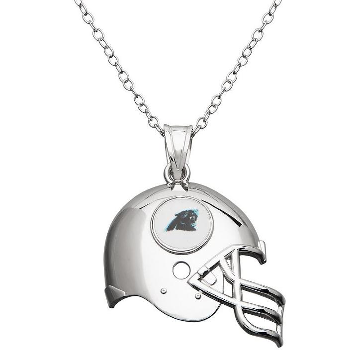 Carolina Panthers Sterling Silver Helmet Pendant Necklace, Women's, Size: 18, Grey