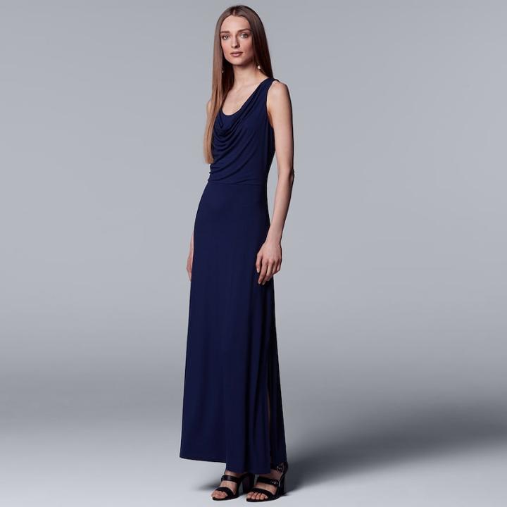 Petite Simply Vera Vera Wang Draped Maxi Dress, Women's, Size: Xs Petite, Drk Purple