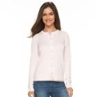 Women's Croft & Barrow&reg; Solid Button-front Cardigan, Size: Large, Brt Pink