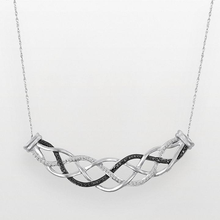 Sterling Silver 1/2-ct. T.w. Black And White Diamond Braided Necklace, Women's, Size: 18
