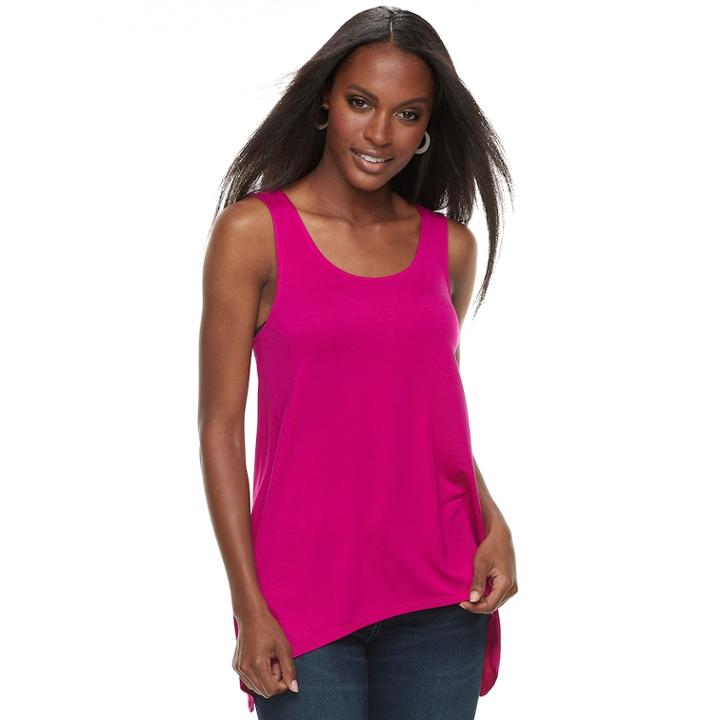 Women's Apt. 9&reg; Strappy Shark-bite Hem Tank, Size: Xl, Dark Pink