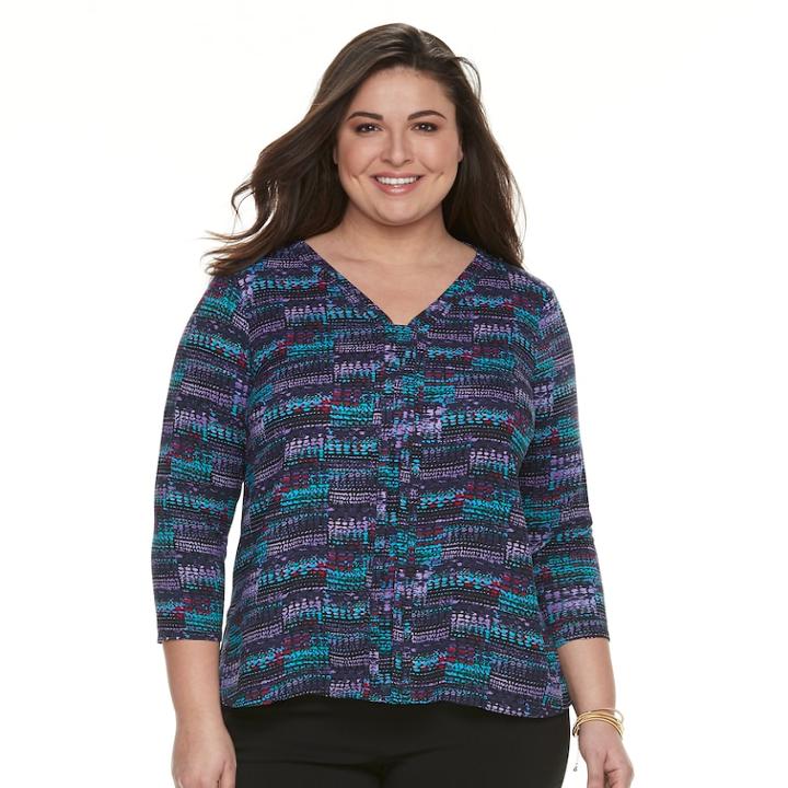 Plus Size Dana Buchman High-low V-neck Top, Women's, Size: 0x, Med Purple