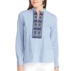 Women's Chaps Striped Embroidered Shirt, Size: Xs, Blue