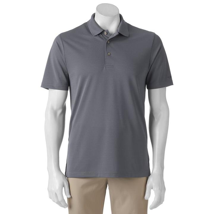 Men's Grand Slam Regular-fit Striped Performance Golf Polo, Size: Xxl, Med Grey