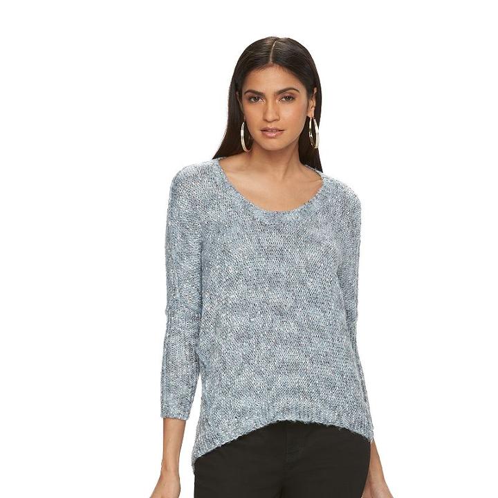 Women's Jennifer Lopez Marled Crewneck Sweater, Size: Xs, Med Blue