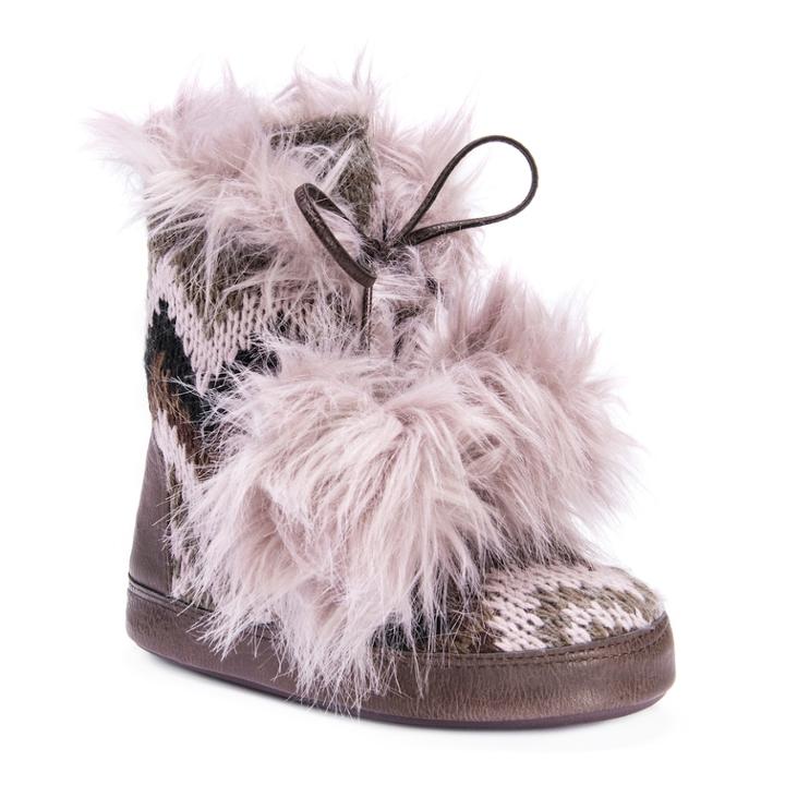 Women's Muk Luks Juno Pom-pom Knit Slippers, Size: Small, Brown