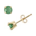 14k Gold Emerald Stud Earrings - Kids, Girl's, Yellow