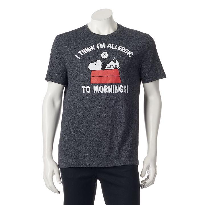 Men's Peanuts I Think I'm Allergic To Mornings! Tee, Size: Large, Oxford