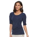 Women's Dana Buchman Shirred Elbow-sleeve Top, Size: Large, Blue
