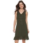 Women's Sharagano Sleeveless Chiffon Dress, Size: 16, Dark Green