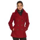 Women's Towne By London Fog Wool Blend Peacoat With Scarf, Size: Medium, Med Red