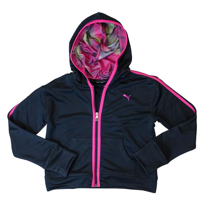 Girls 4-6x Puma Contrast Stripes Hoodie, Girl's, Size: 5, Black