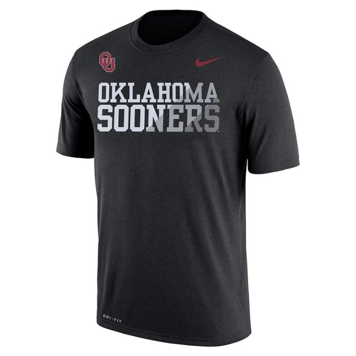 Men's Nike Oklahoma Sooners Legend Staff Sideline Dri-fit Tee, Size: Medium, Black