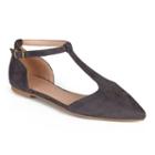 Journee Collection Vera Women's T-strap Flats, Girl's, Size: 6, Grey