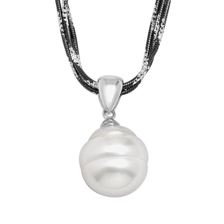 Freshwater By Honora Sterling Silver And Black Rhodium-plated Sterling Silver Freshwater Cultured Pearl Pendant, Women's, Grey