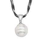 Freshwater By Honora Sterling Silver And Black Rhodium-plated Sterling Silver Freshwater Cultured Pearl Pendant, Women's, Grey