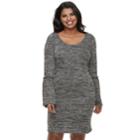 Juniors' Plus Size Liberty Love Marled Bell Sleeve Bodycon Dress, Teens, Size: 3xl, Black