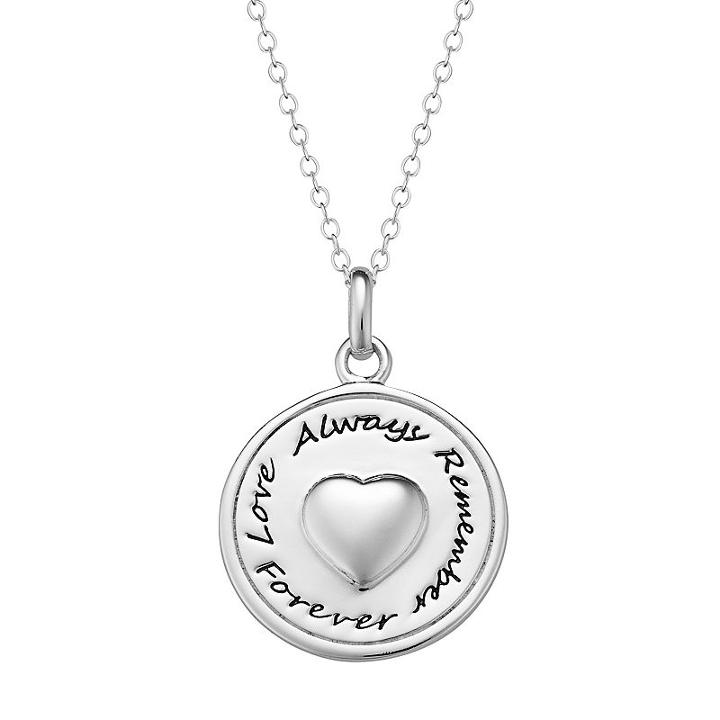 Sterling Silver Memorial Disc Pendant Necklace, Women's, Size: 18