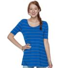 Juniors' So&reg; Solid Elbow Sleeve Tunic, Teens, Size: Large, Blue (navy)