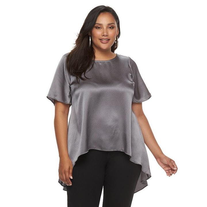 Plus Size Jennifer Lopez Abstract Handkerchief Top, Women's, Size: 2xl, Med Grey