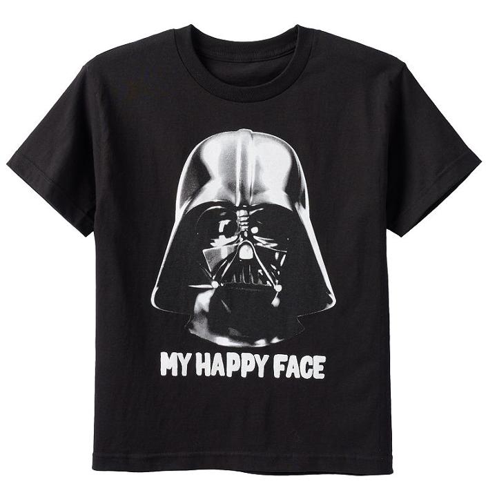 Boys 8-20 Star Wars Darth Vader Happy Face Tee, Boy's, Size: Xl, Black