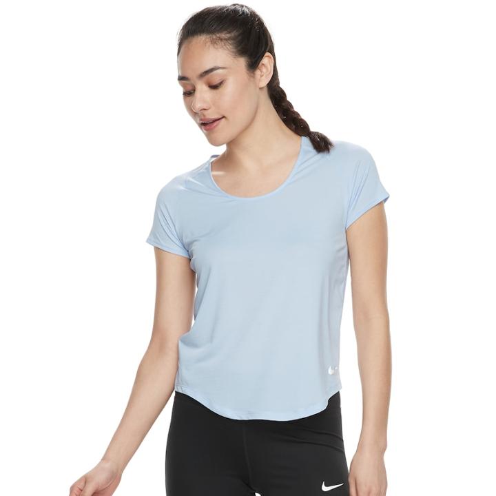 Women's Nike Dry Short Sleeve Running Top, Size: Medium, Blue (navy)