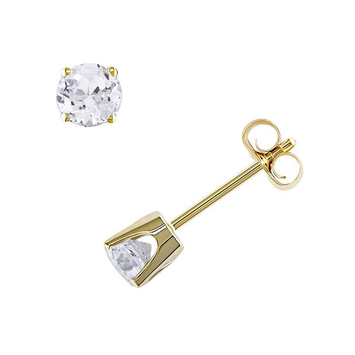 10k Gold Lab-created White Sapphire Solitaire Earrings, Women's