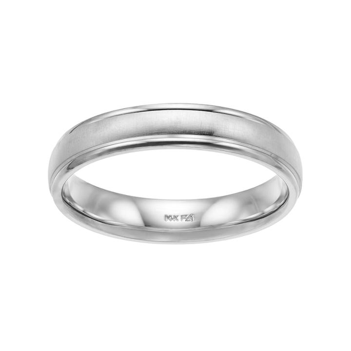 Men's 14k White Gold Brushed Wedding Band, Size: 9.50