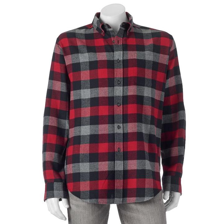 Big & Tall Croft & Barrow&reg; Classic-fit Plaid Flannel Button-down Shirt, Men's, Size: 2xb, Med Grey