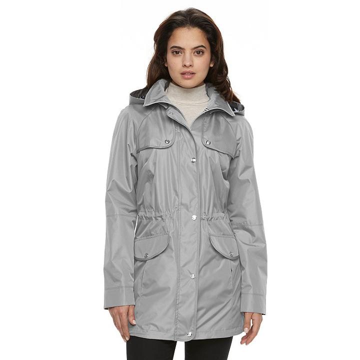 Women's Croft & Barrow&reg; Hooded Drawstring Anorak Jacket, Size: Medium, Grey Other