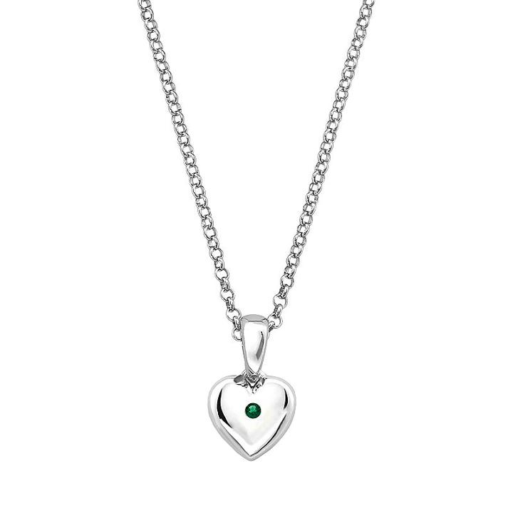 Little Diva Diamonds Kids' Sterling Silver Lab-created Emerald Heart Pendant, Women's, Size: 16, Green