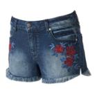 Juniors' Tinseltown Floral Denim Shortie Shorts, Girl's, Size: 9, Blue (navy)