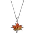 Silver Luxuries Silver Tone Leaf Pendant Necklace, Women's, Orange