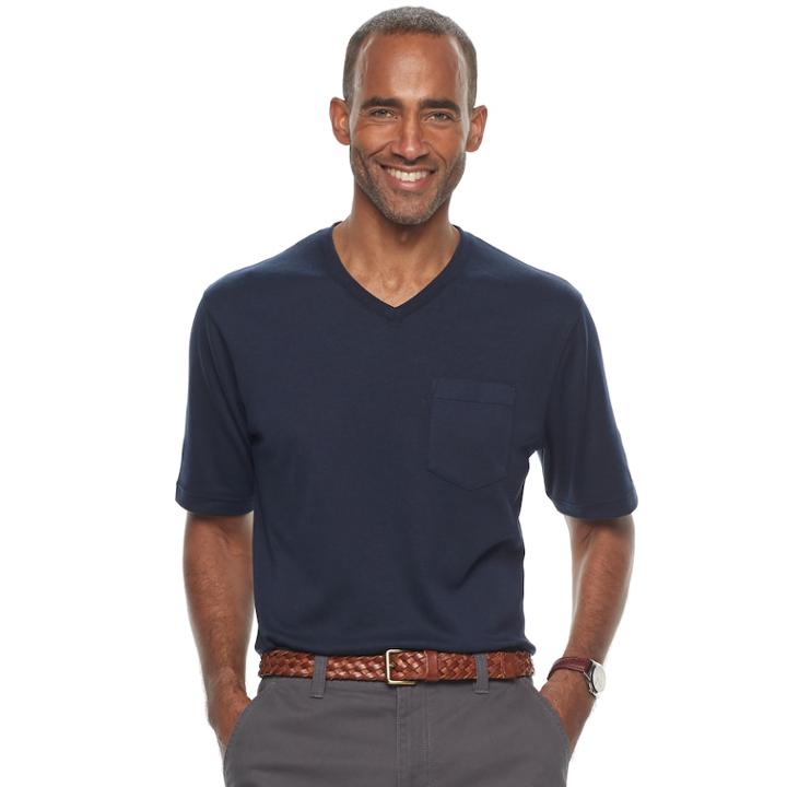 Men's Croft & Barrow&reg; V-neck Interlock Performance Tee, Size: Xl, Blue